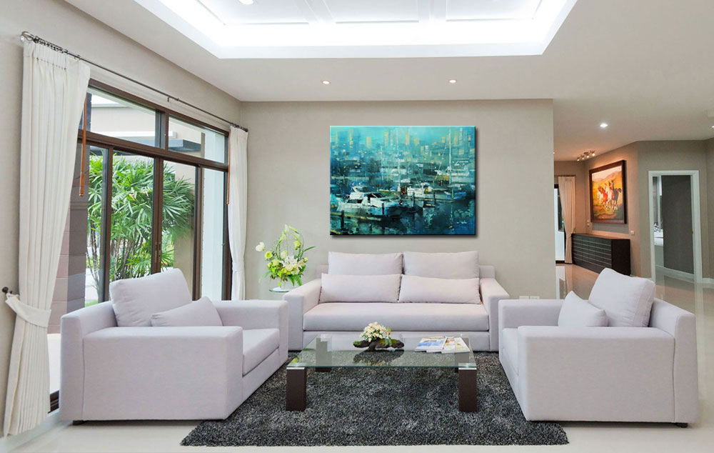 Haven modern schilderij 120x90cm - Afbeelding 2