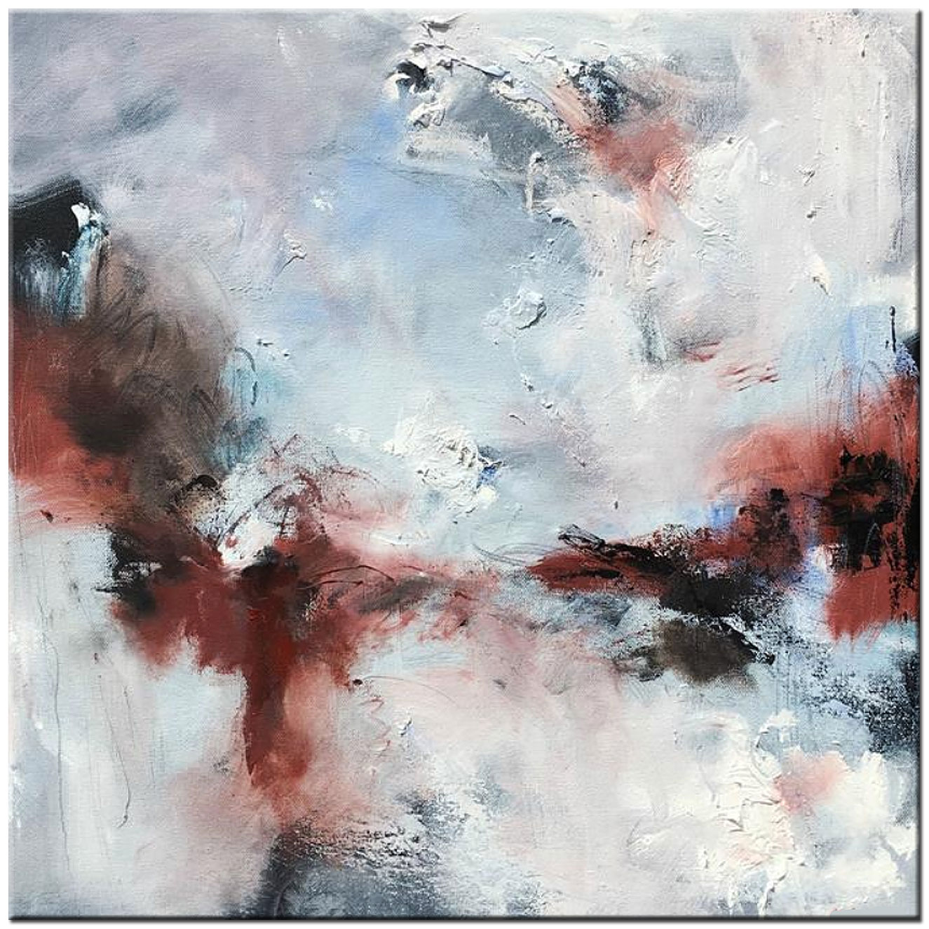 Sneeuwland abstract schilderij 100x100cm