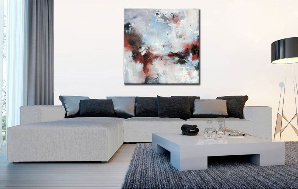 Sneeuwland abstract schilderij 100x100cm - Afbeelding 4