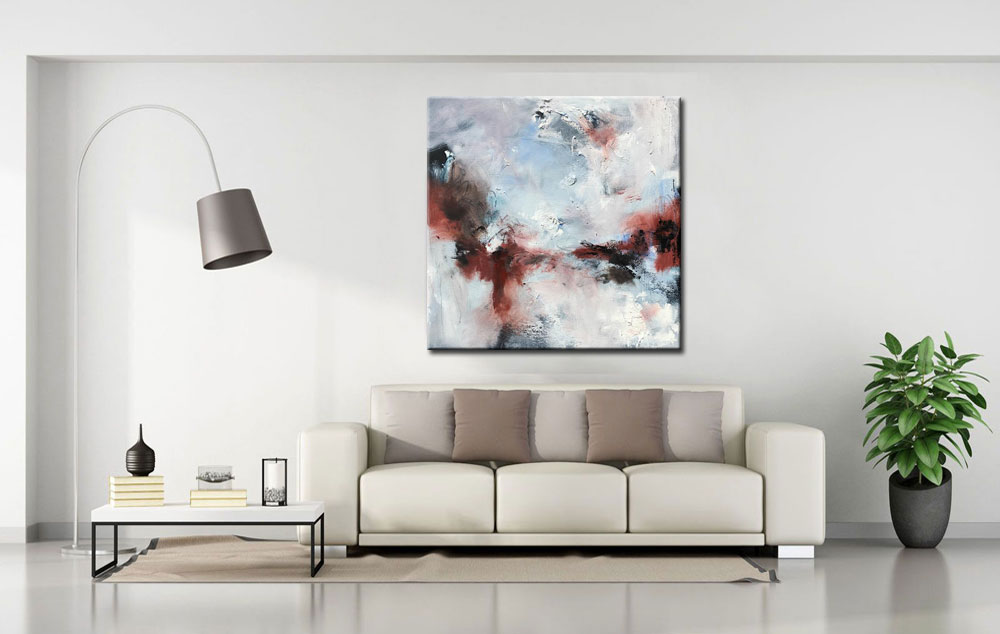 Sneeuwland abstract schilderij 100x100cm - Afbeelding 3