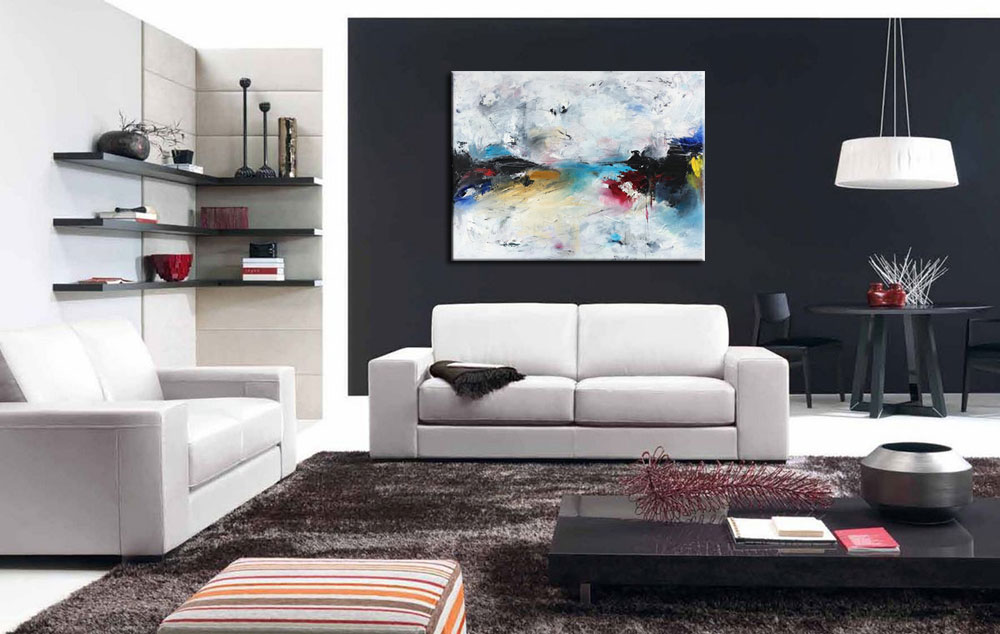 Nuvoloso abstract modern schilderij 120x90cm - Afbeelding 3