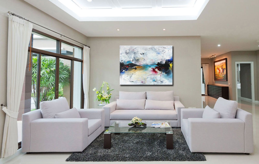 Nuvoloso abstract modern schilderij 120x90cm - Afbeelding 2