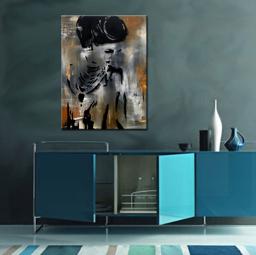 Vrouwen schilderij Schaduwportret 90x120cm - Afbeelding 4