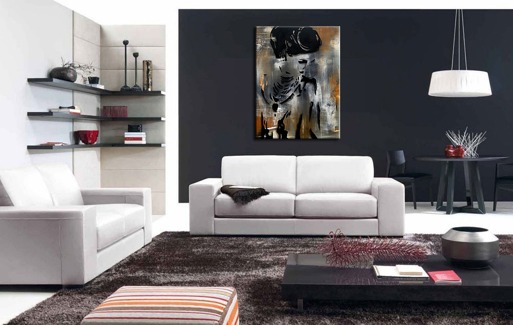 Vrouwen schilderij Schaduwportret 90x120cm - Afbeelding 3