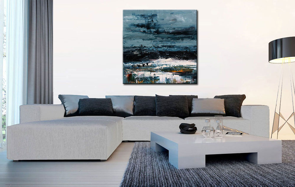 Dark Moon abstract modern schilderij 100x100cm - Afbeelding 2