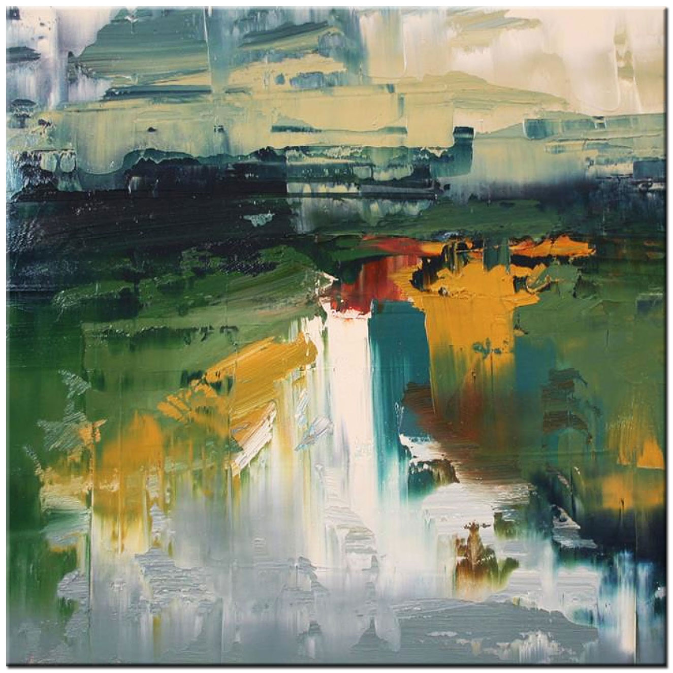 Abstract schilderij Landschap in Kleur 100x100cm