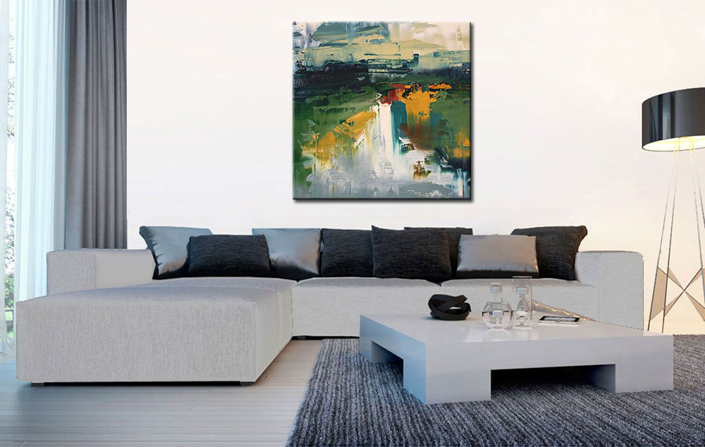 Abstract schilderij Landschap in Kleur 100x100cm - Afbeelding 2