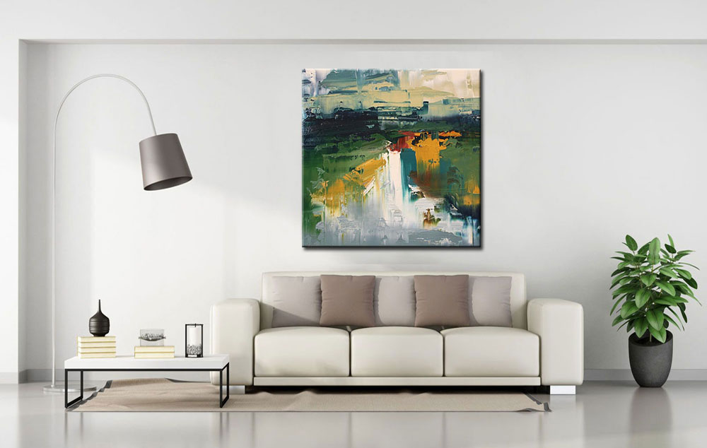 Abstract schilderij Landschap in Kleur 100x100cm - Afbeelding 4