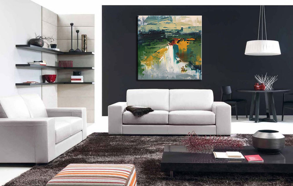 Abstract schilderij Landschap in Kleur 100x100cm - Afbeelding 3