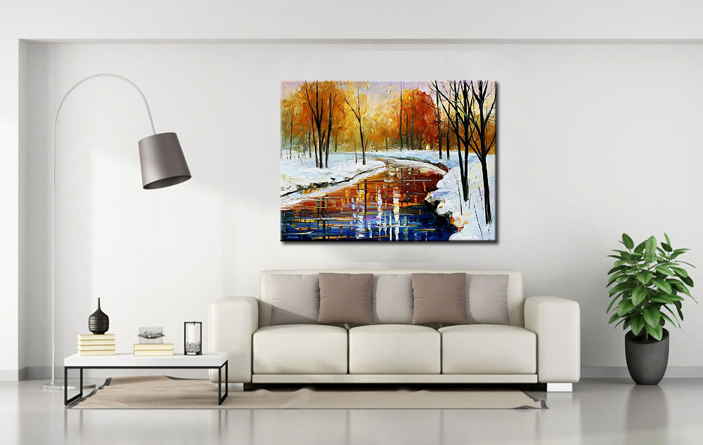 Winter Riviertje modern schilderij 120x90cm - Afbeelding 4