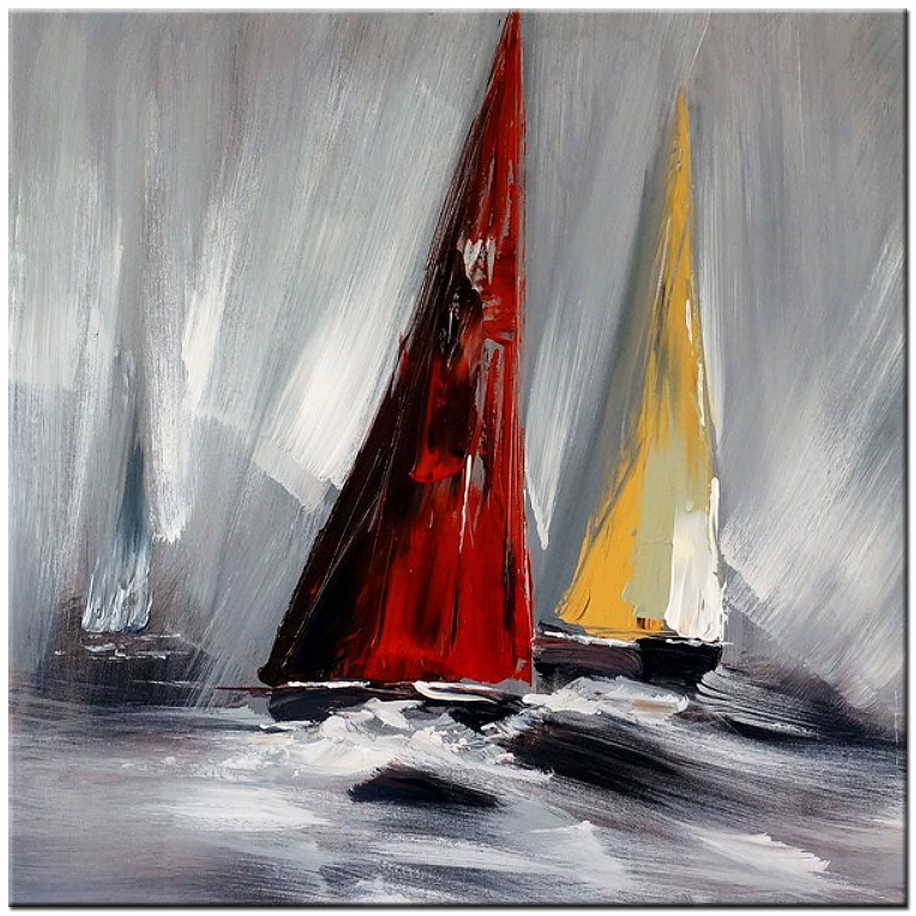 Zeilboten modern schilderij 100x100cm
