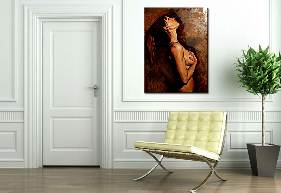 Erotisch schilderij Intieme Overgave 90x120cm - Afbeelding 2