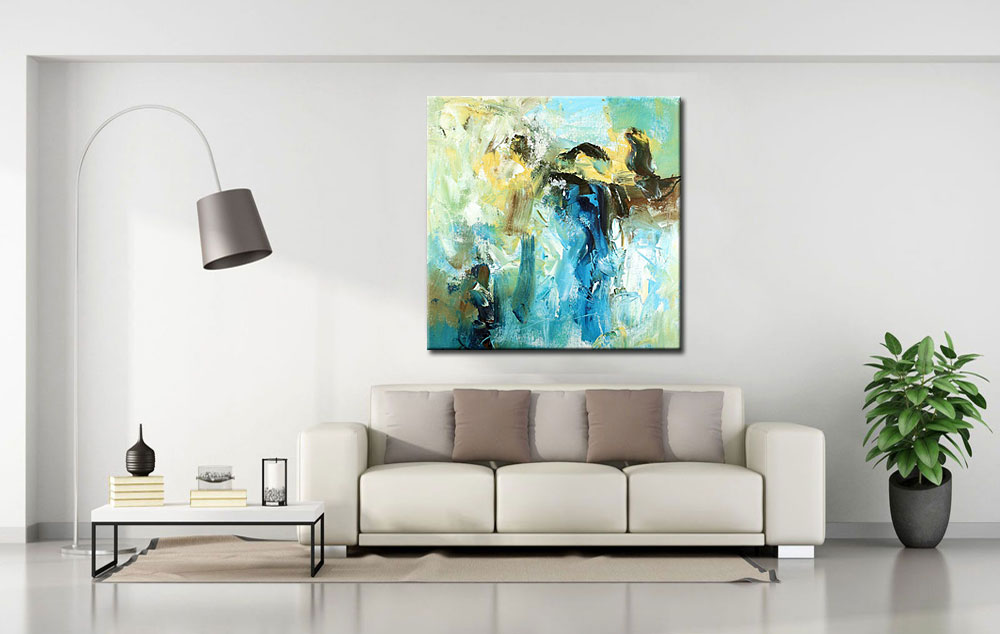 Abrumador abstract schilderij 100x100cm - Afbeelding 3