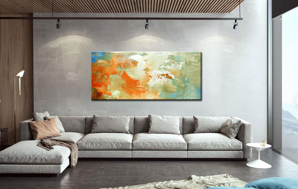 Abstract schilderij Zomerwarmte 160x70cm - Afbeelding 2
