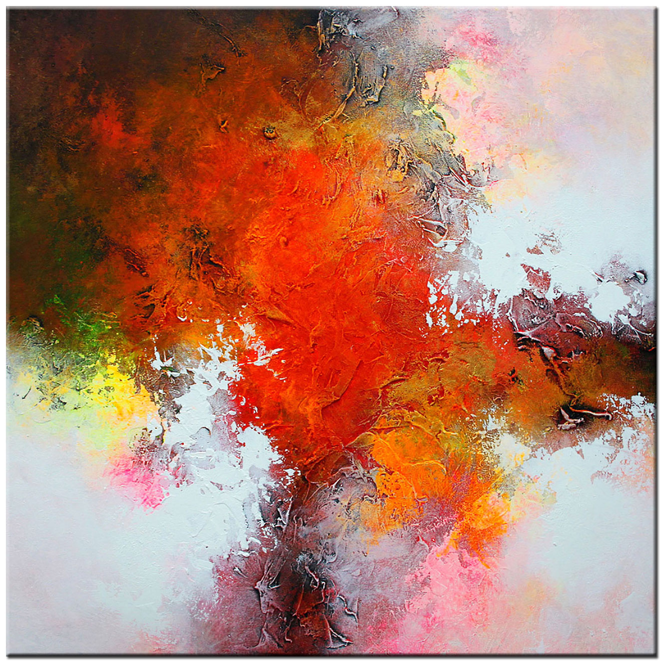 Volcán abstract schilderij 100x100cm