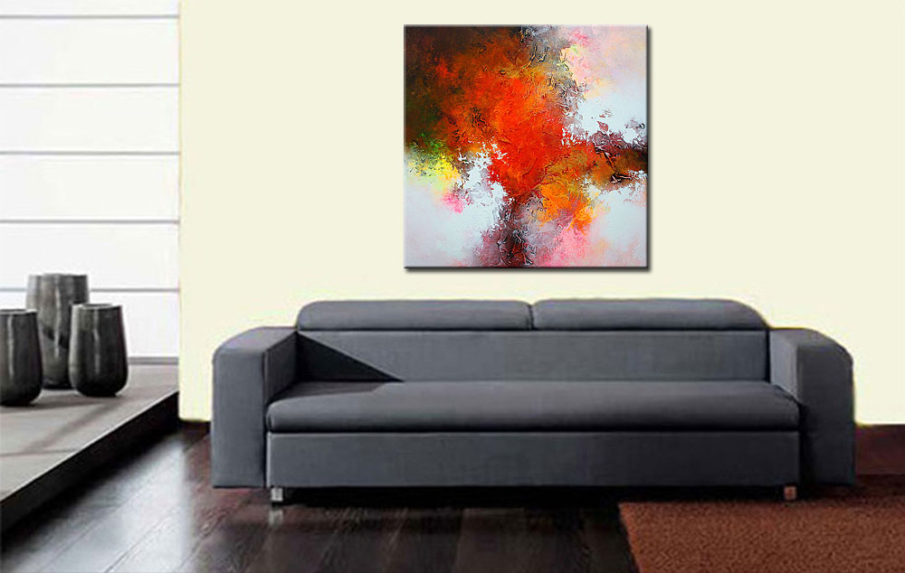 Volcán abstract schilderij 100x100cm - Afbeelding 4