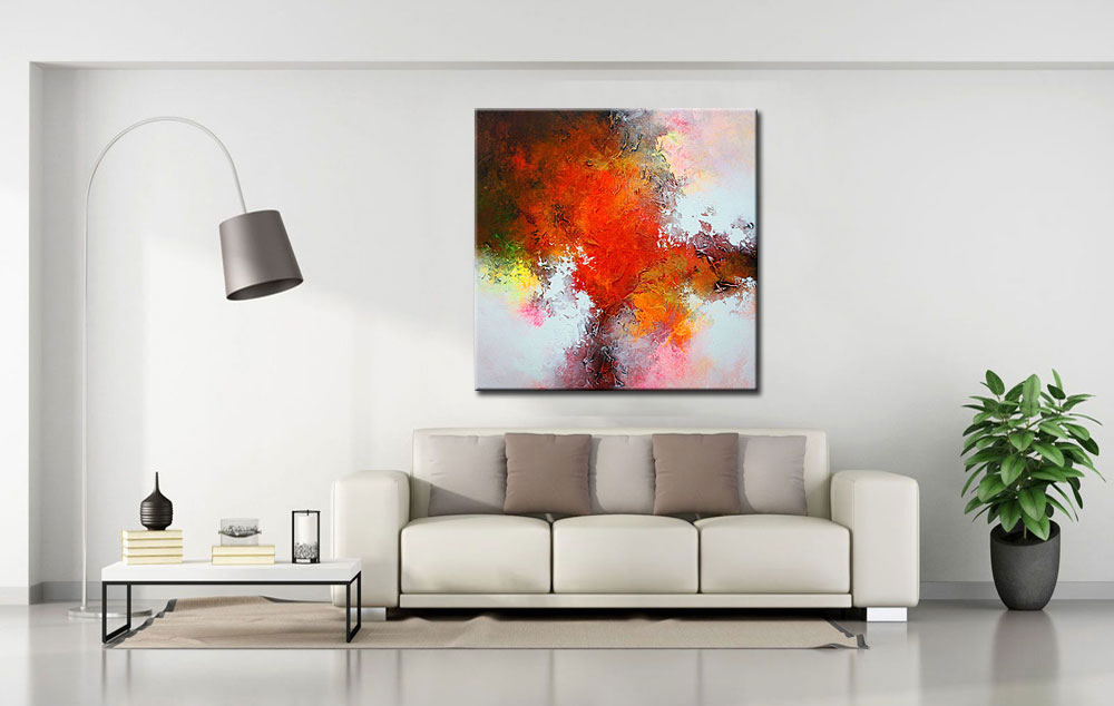 Volcán abstract schilderij 100x100cm - Afbeelding 2