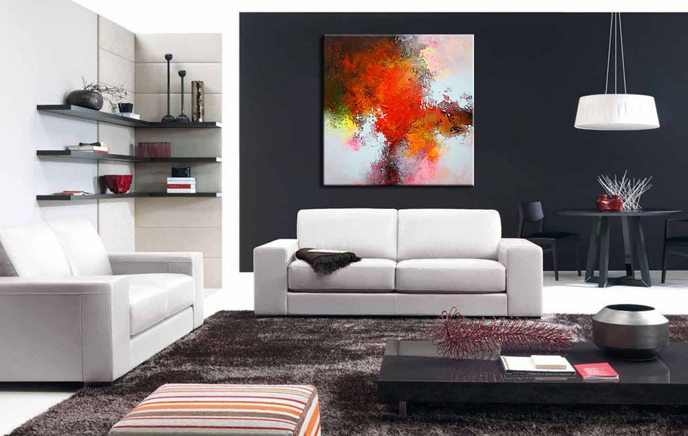 Volcán abstract schilderij 100x100cm - Afbeelding 3