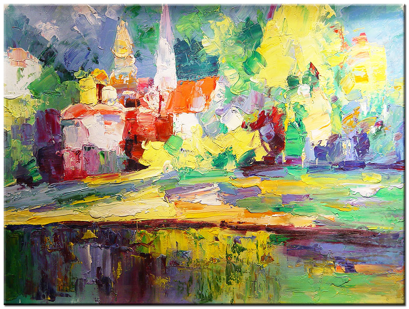 Bergdorpje modern schilderij 120x90cm