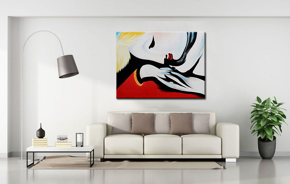 Sleeping Lady figuratief modern schilderij 120x90cm - Afbeelding 3