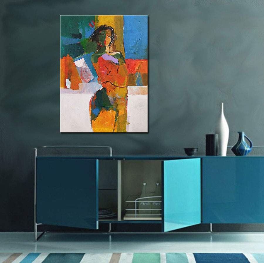 Vrouwen schilderij Abstracte Vrouw 90x120cm - Afbeelding 2