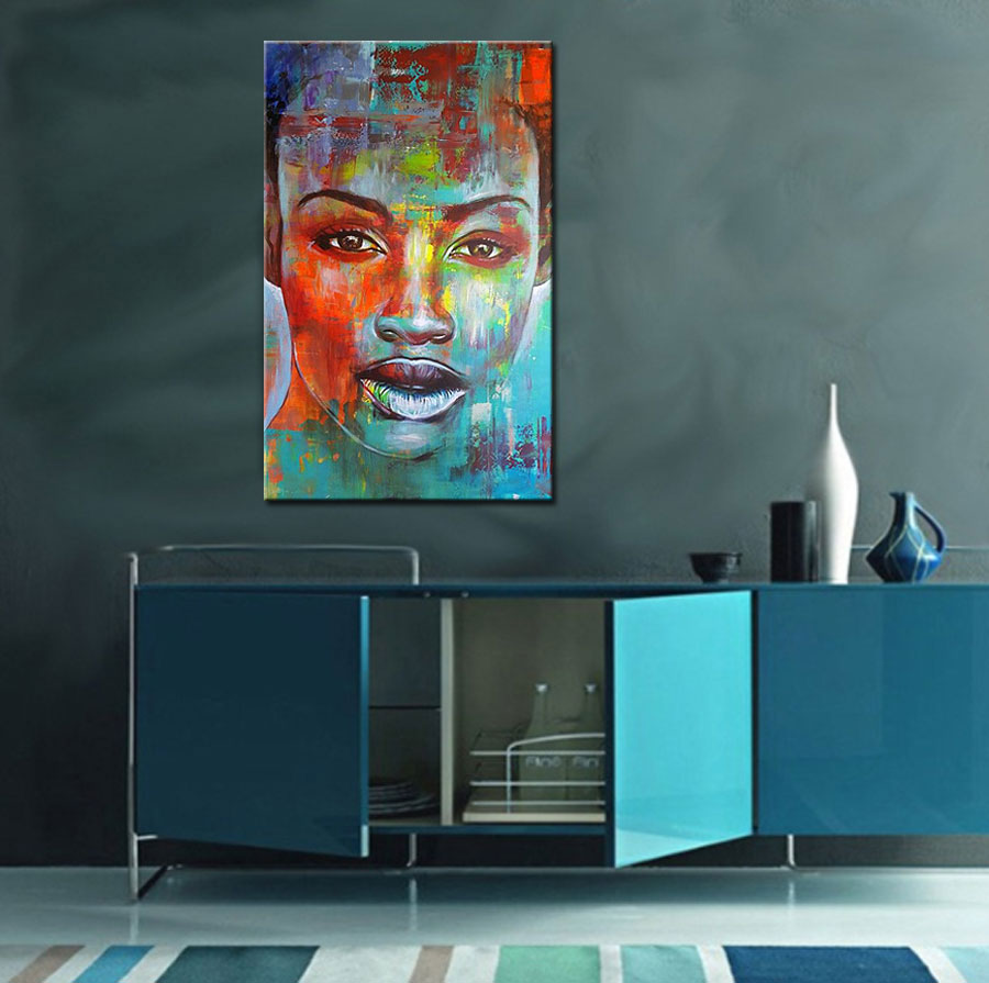 Vrouwen schilderij Strong Beauty 80x120cm - Afbeelding 2