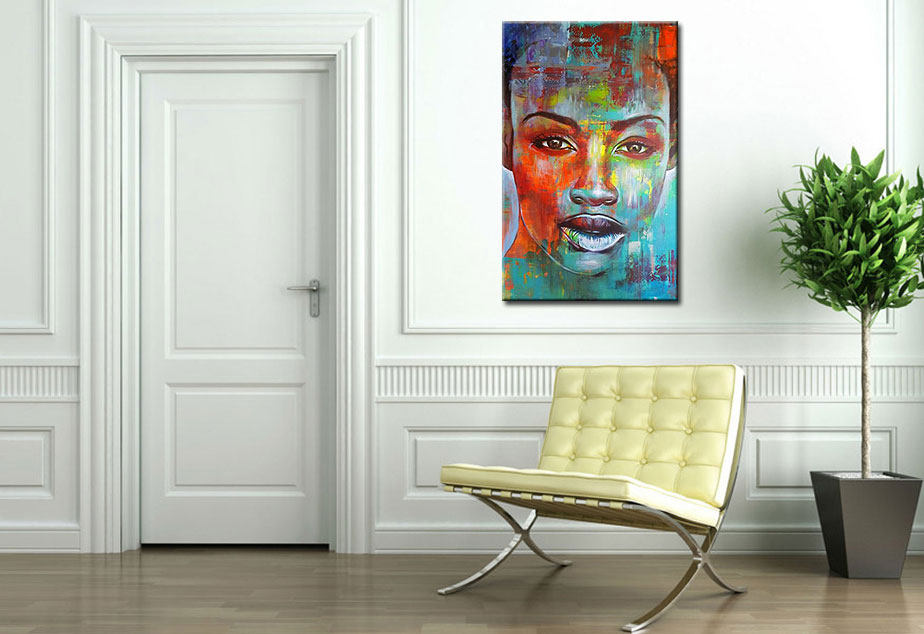 Vrouwen schilderij Strong Beauty 80x120cm - Afbeelding 3