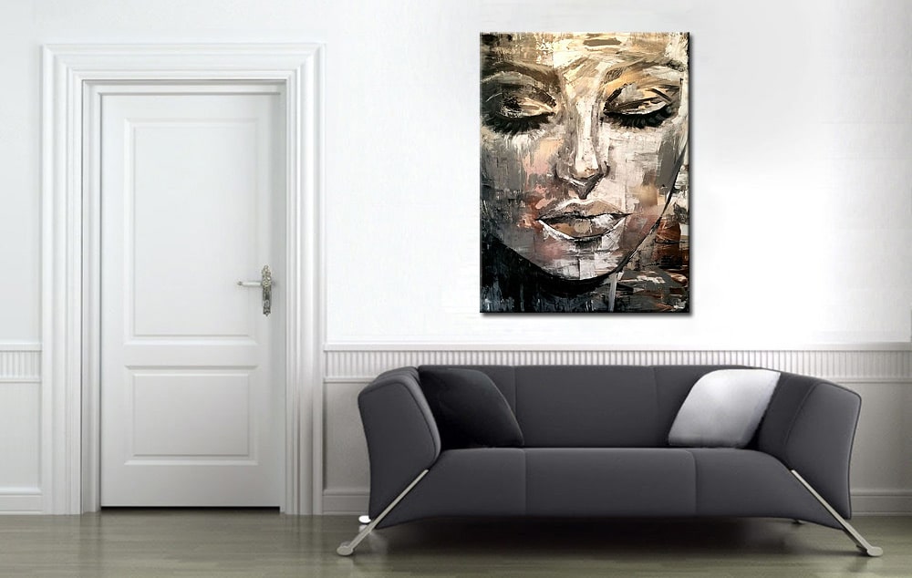 Sluit de Ogen dame modern schilderij 90x120cm - Afbeelding 3