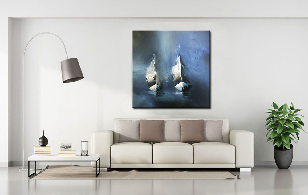 Boten modern schilderij 100x100cm - Afbeelding 3