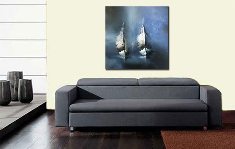 Boten modern schilderij 100x100cm - Afbeelding 2