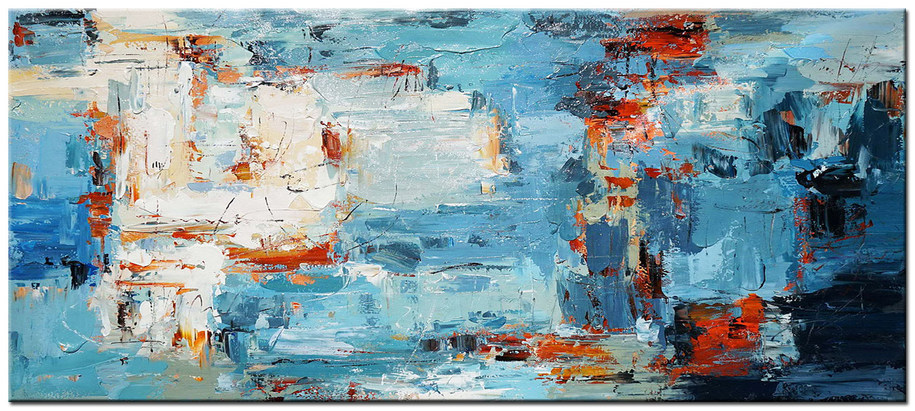 Abstract schilderij Oceaangloed in structuur 160x70cm