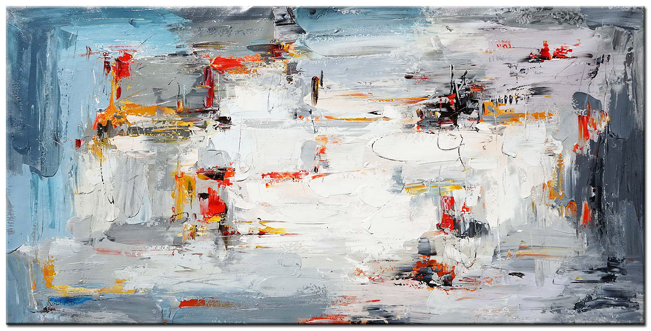 Abstract schilderij Grijze Harmonie 180x90cm