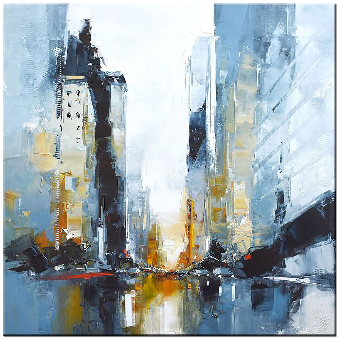 IJsblauw Stadslicht modern schilderij