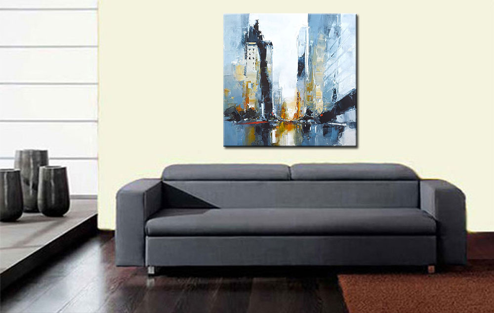 IJsblauw Stadslicht modern schilderij - Afbeelding 4