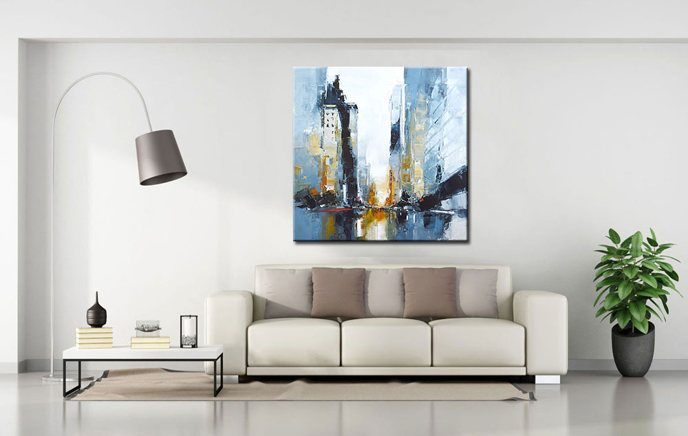 IJsblauw Stadslicht modern schilderij - Afbeelding 3