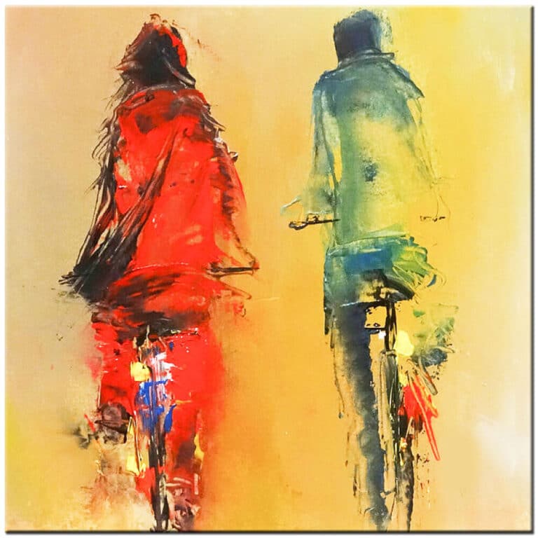 Fietsen modern schilderij