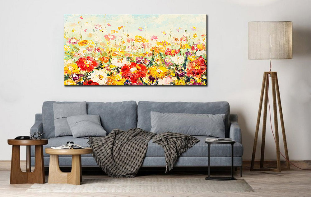 Bloemen modern groot schilderij 180x90cm - Afbeelding 4