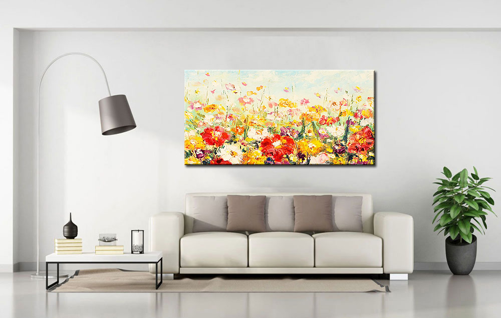 Bloemen modern groot schilderij 180x90cm - Afbeelding 3