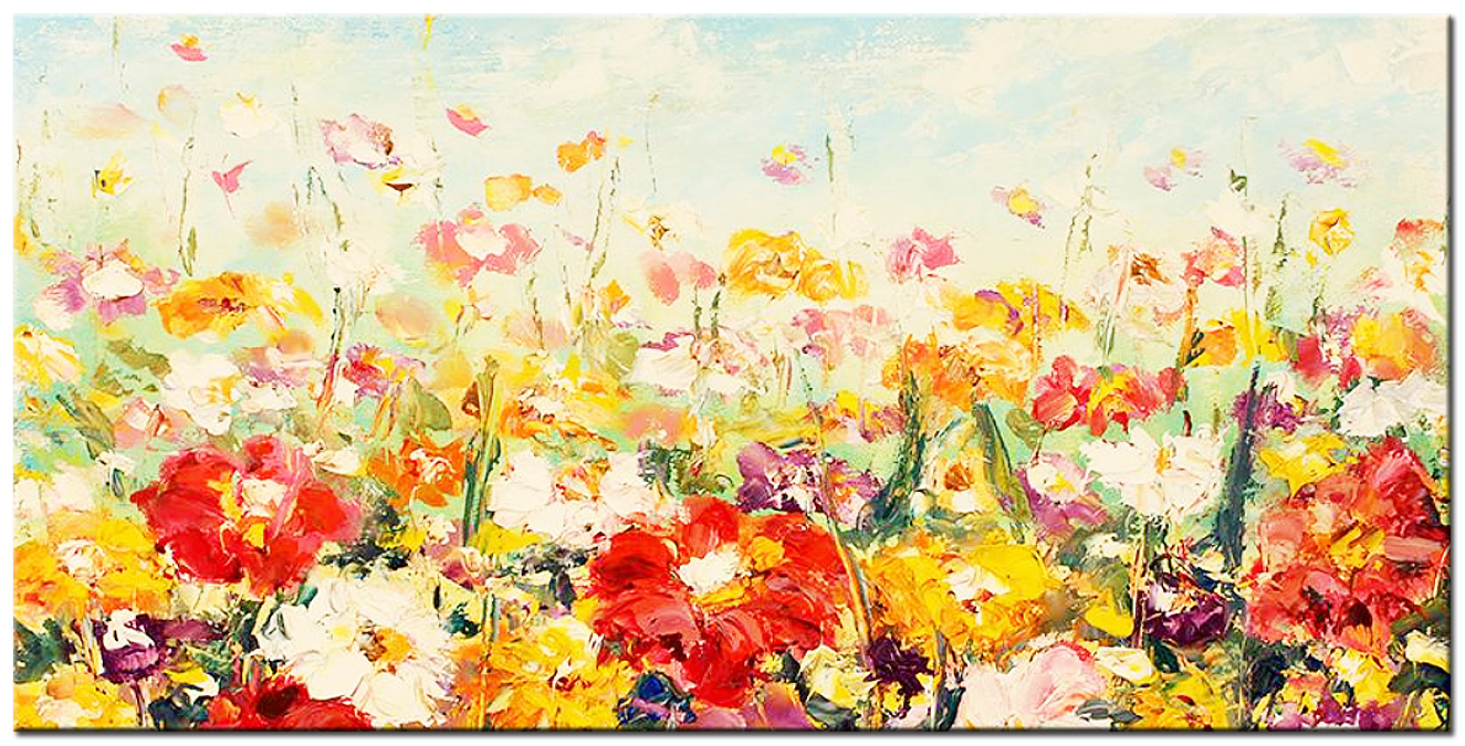 Bloemen modern groot schilderij 180x90cm