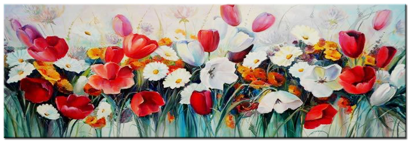 Bloemenschilderij Lente in bloei 180x60cm