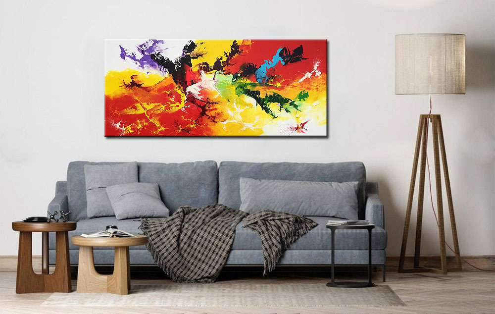 Abstract schilderij Kleuren in beweging 160x70cm - Afbeelding 4