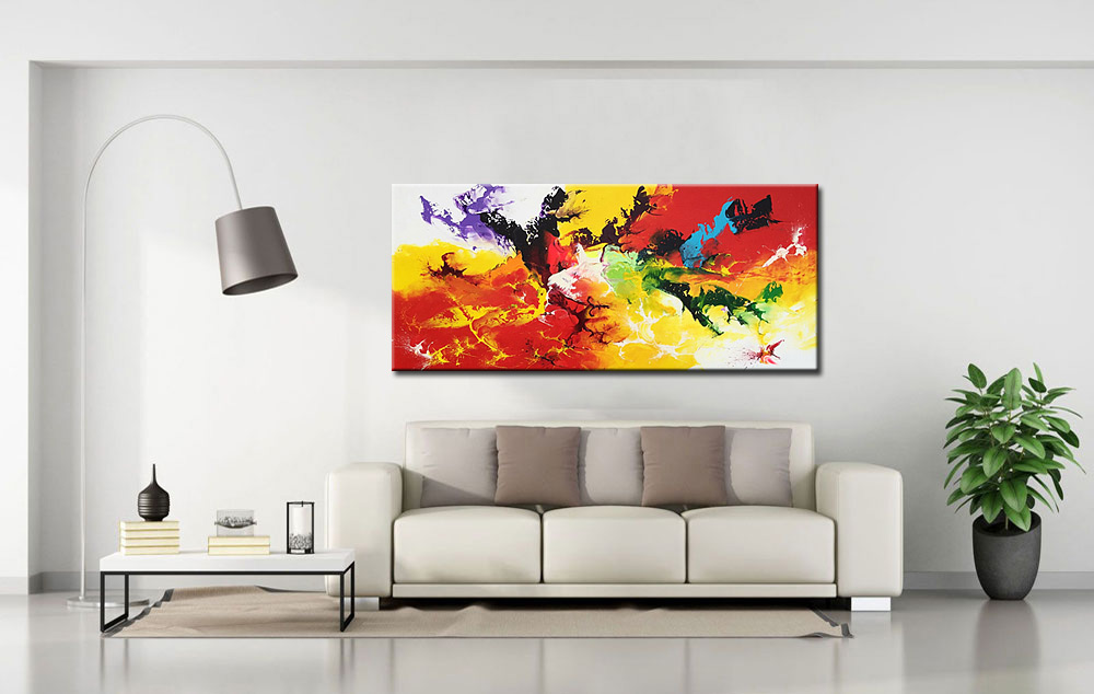 Abstract schilderij Kleuren in beweging 160x70cm - Afbeelding 2