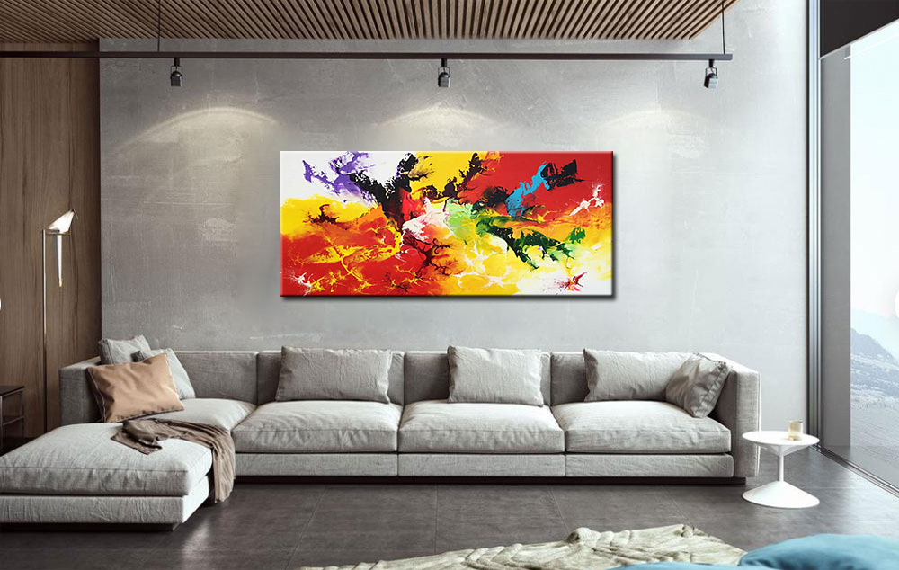 Abstract schilderij Kleuren in beweging 160x70cm - Afbeelding 3