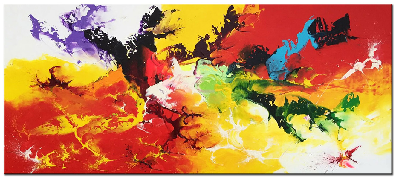 Abstract schilderij Kleuren in beweging 160x70cm