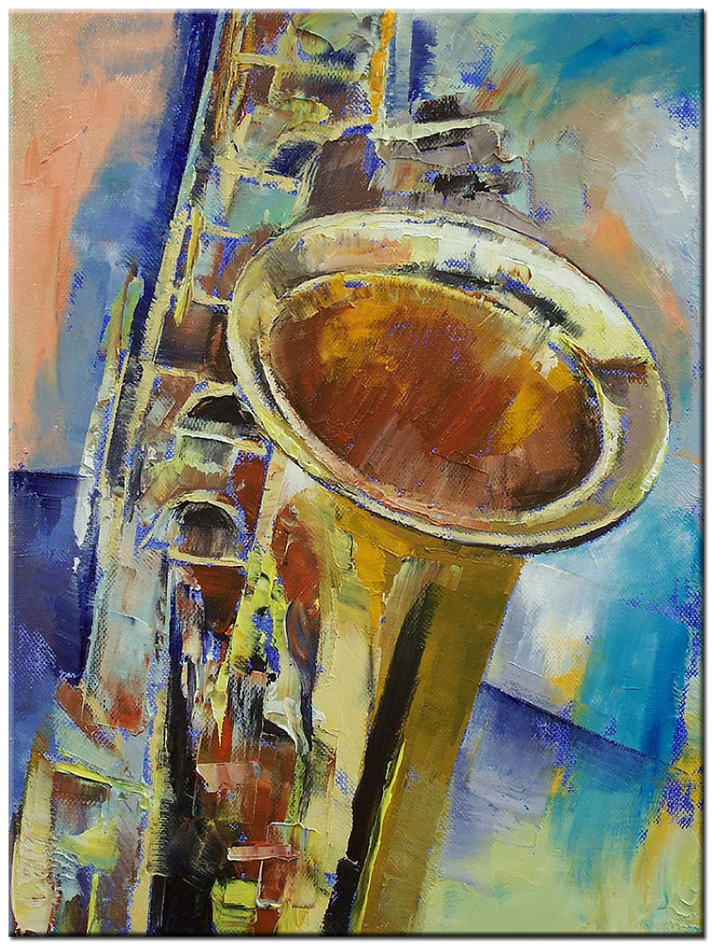 Saxofoon modern schilderij 90x120cm