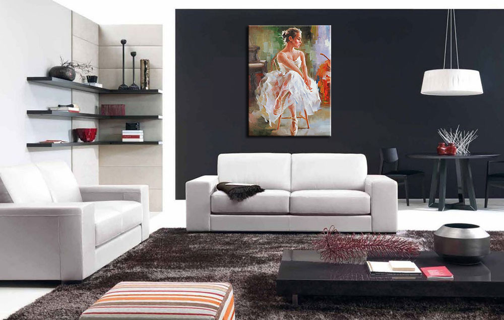 Ballerina op Stoel schilderij 90x120cm - Afbeelding 3