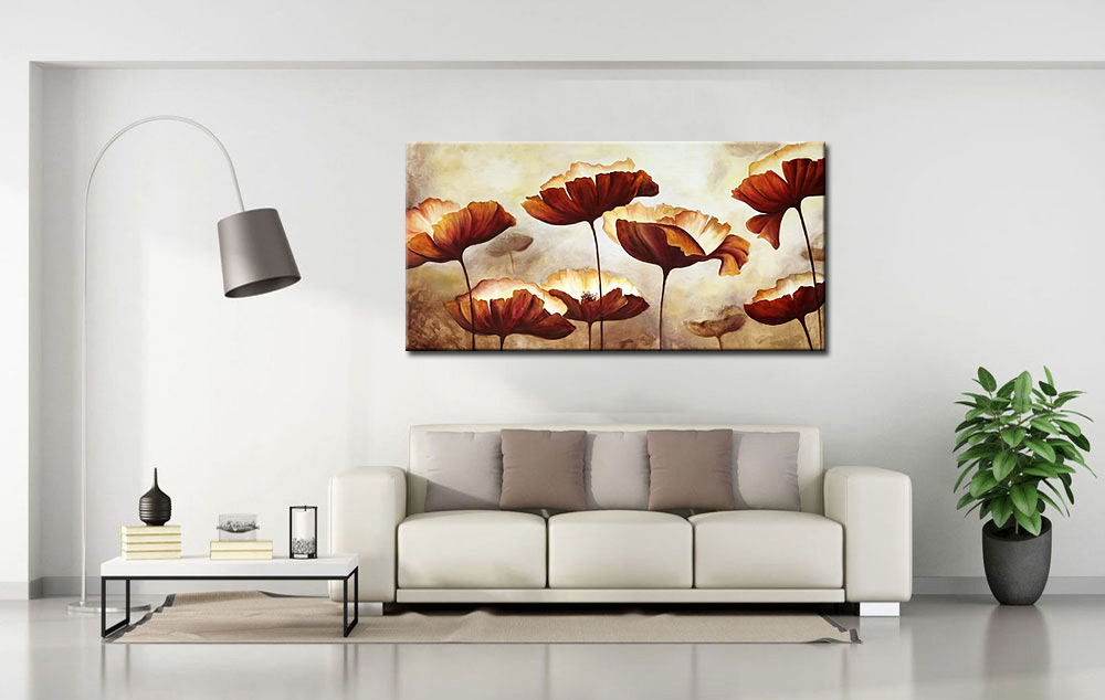 Bloemen schilderij Golden Poppies 180x90cm - Afbeelding 3