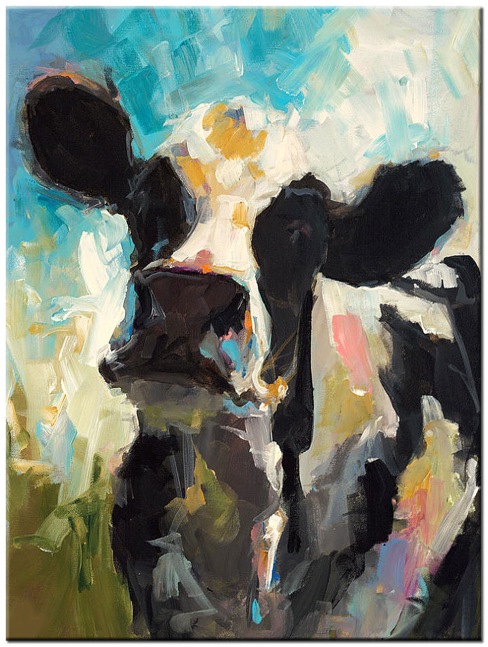 Koe in Weide modern schilderij 90x120cm