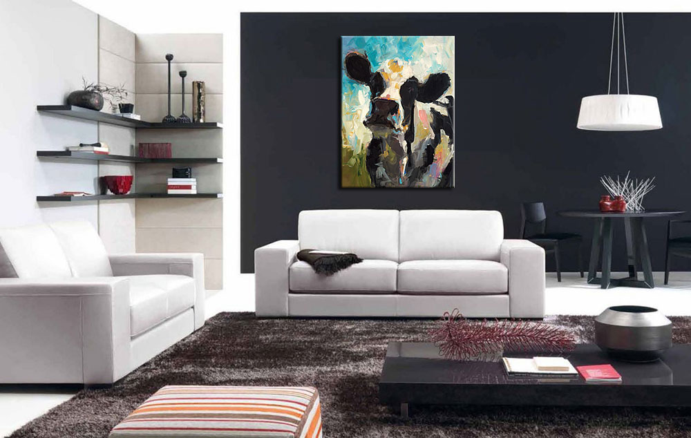Koe in Weide modern schilderij 90x120cm - Afbeelding 3
