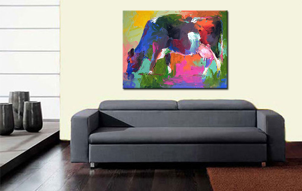 Gekleurde Koe modern schilderij 120x90cm - Afbeelding 3